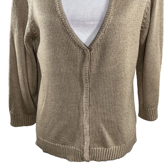 NY Collection Tan Cardigan Sweater XL V-Neck Knit Casual Layer - Picture 4 of 12